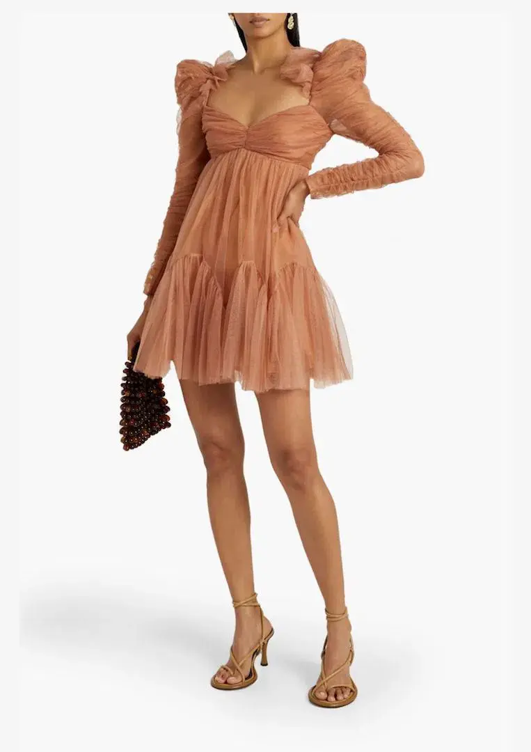 Zimmermann Tulle Ruched Mini Dress Lipstick Size 0P / AU 6P - Image 1