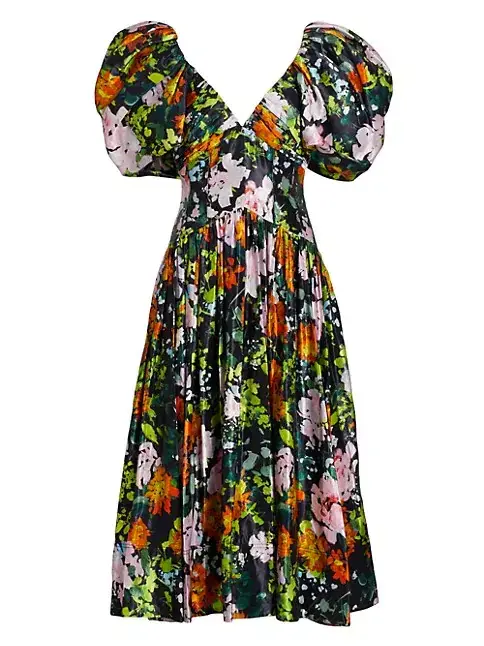 AJE - Gabrielle Plunge Midi Dress Floral - Size 10 - Image 1