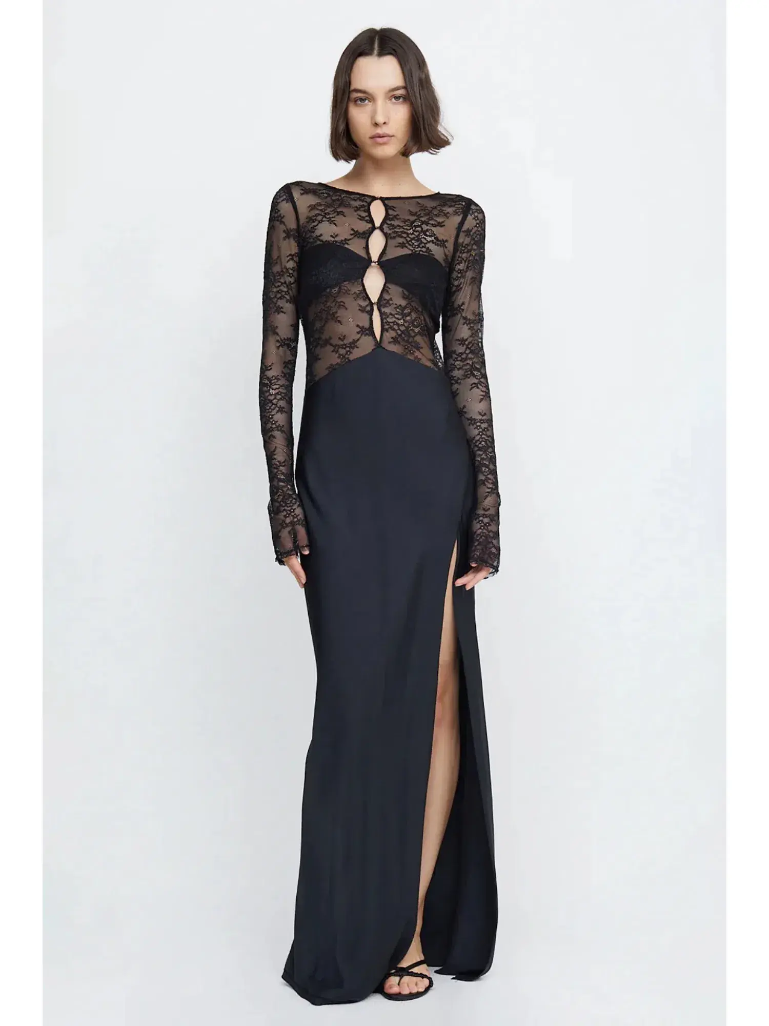 Bec & Bridge Nora Lace Long Sleeve Maxi Dress Black Size AU 8 - Image 1