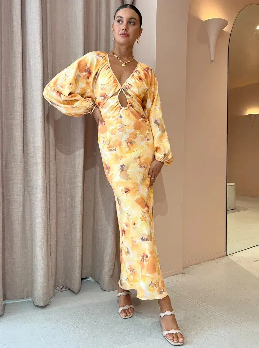 Significant Other Libby Long Sleeve Midi Dress Floral Size 8  - Image 1