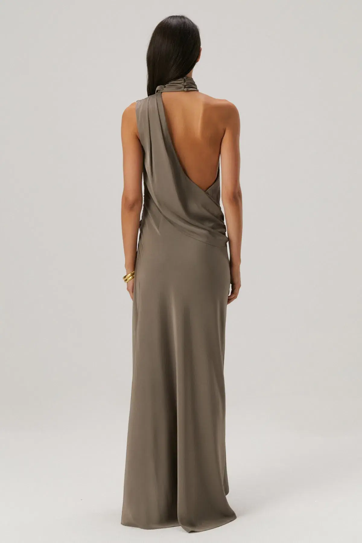 MISHA Constantina Satin Gown Grey Size 6/XS - Image 2