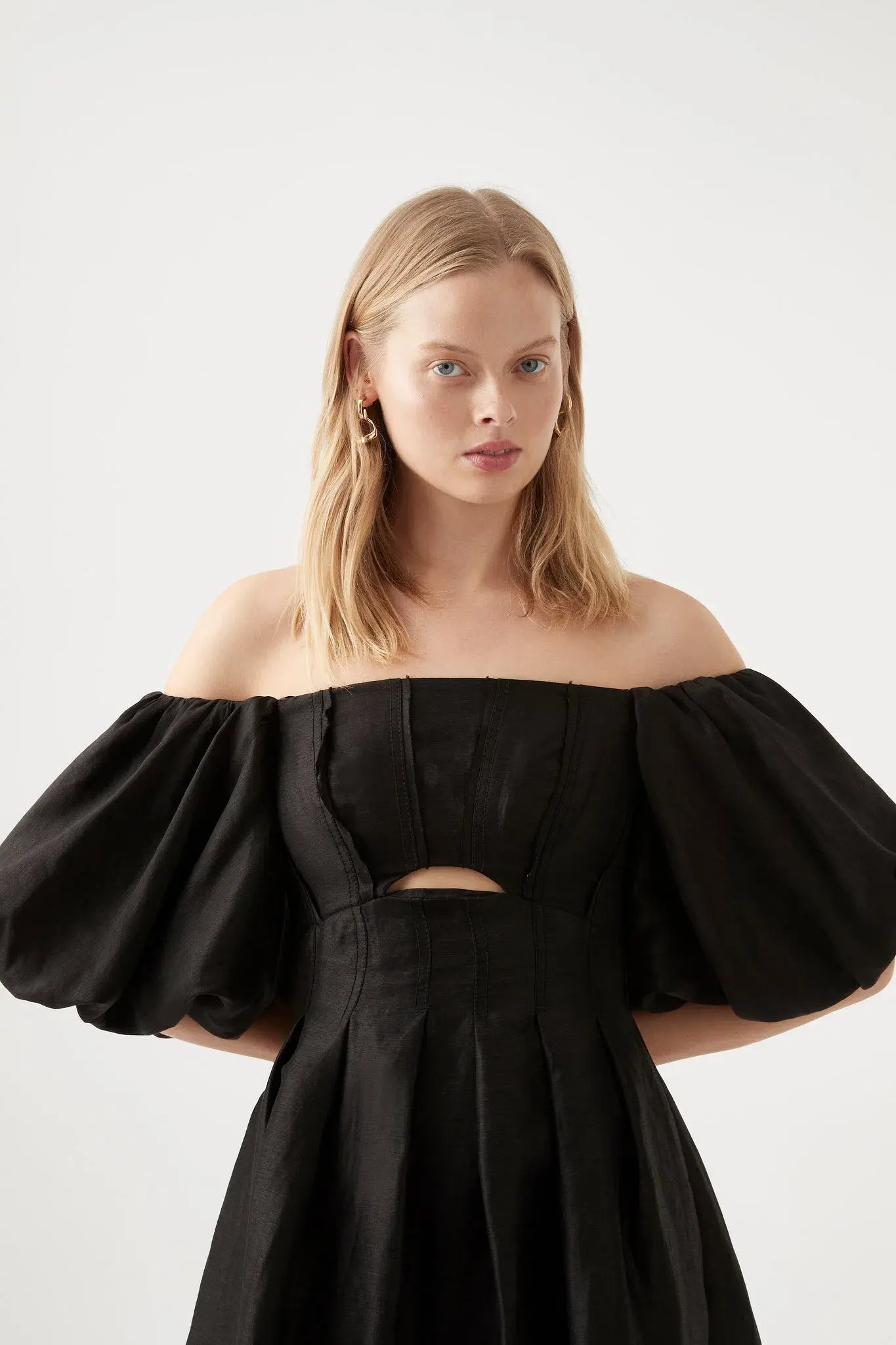 Aje Eugenie Off Shoulder Midi Dress Black Size AU 10 - Image 3
