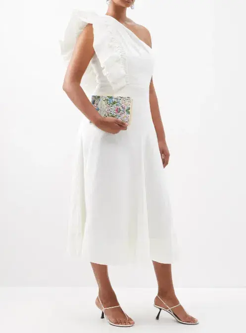 Aje Bonjour Asymmetric Ruffled Dress White Size AU 8  - Image 2