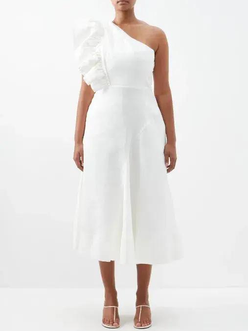Aje Bonjour Asymmetric Ruffled Dress White Size AU 8  - Image 1