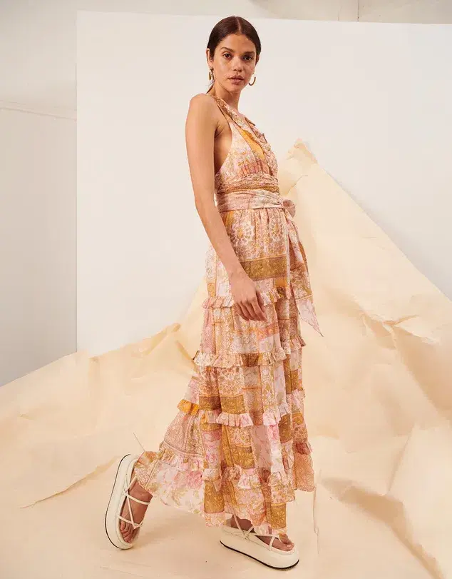 Kate Ford Larissa V Ruched Gown In Electra Size AU 12  for rent on The Volte - main image