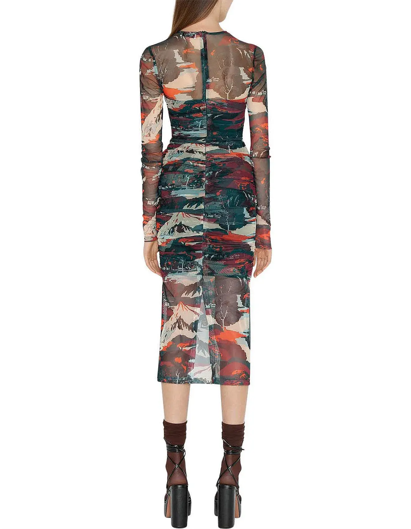 Cue Abstract Landscape Mesh Dress Multi Size AU 12 - Image 3