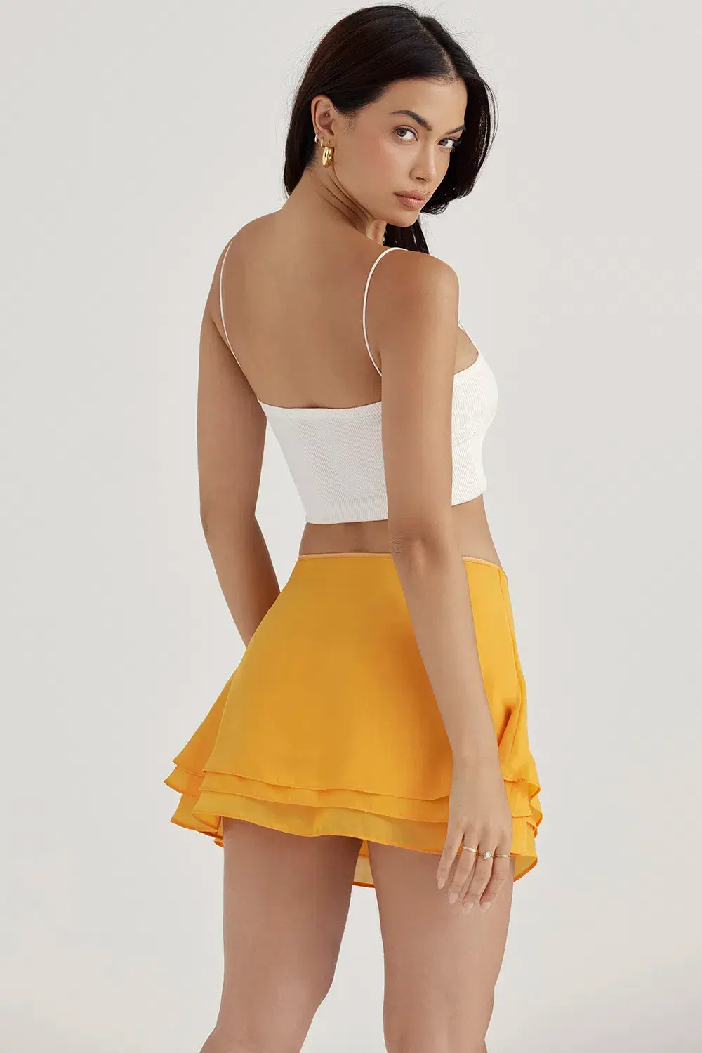 House of CB Clarice Floaty Layered Mini Skirt Tangerine Size AU 12 - Image 3