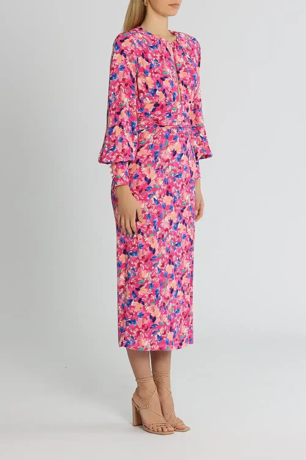 Rebecca Vallance Little Havana Midi Dress Pink Print Size AU 14 - Image 2