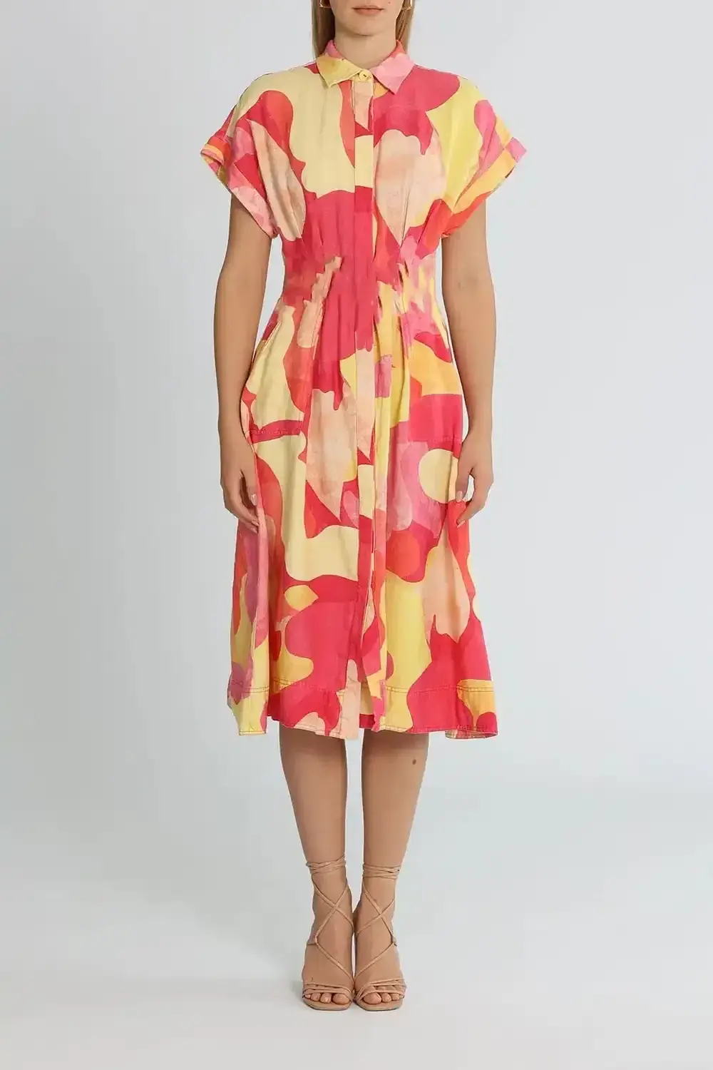 Rebecca Vallance Toretta Midi Dress Multi Print Size AU 8 - Image 1