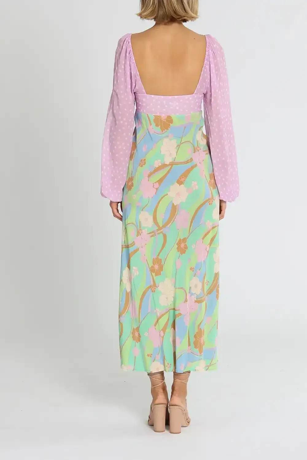 Rixo London Gio Jewel Midi Dress Multi Print Size AU 12 for rent on The Volte - main image