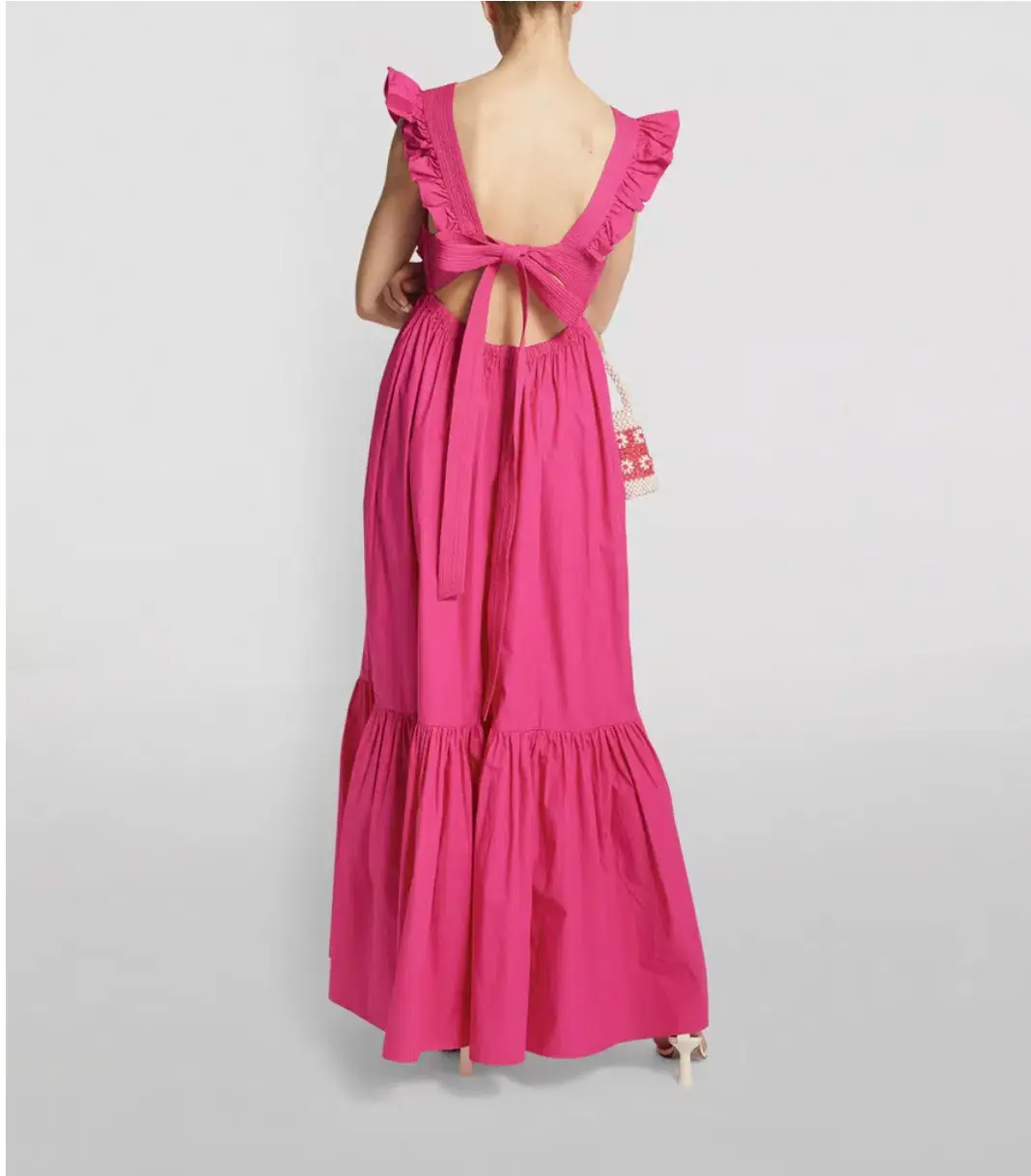 Self-Portrait Ruffled Cotton Poplin Maxi Dress in Pink Size 12 - Image 2
