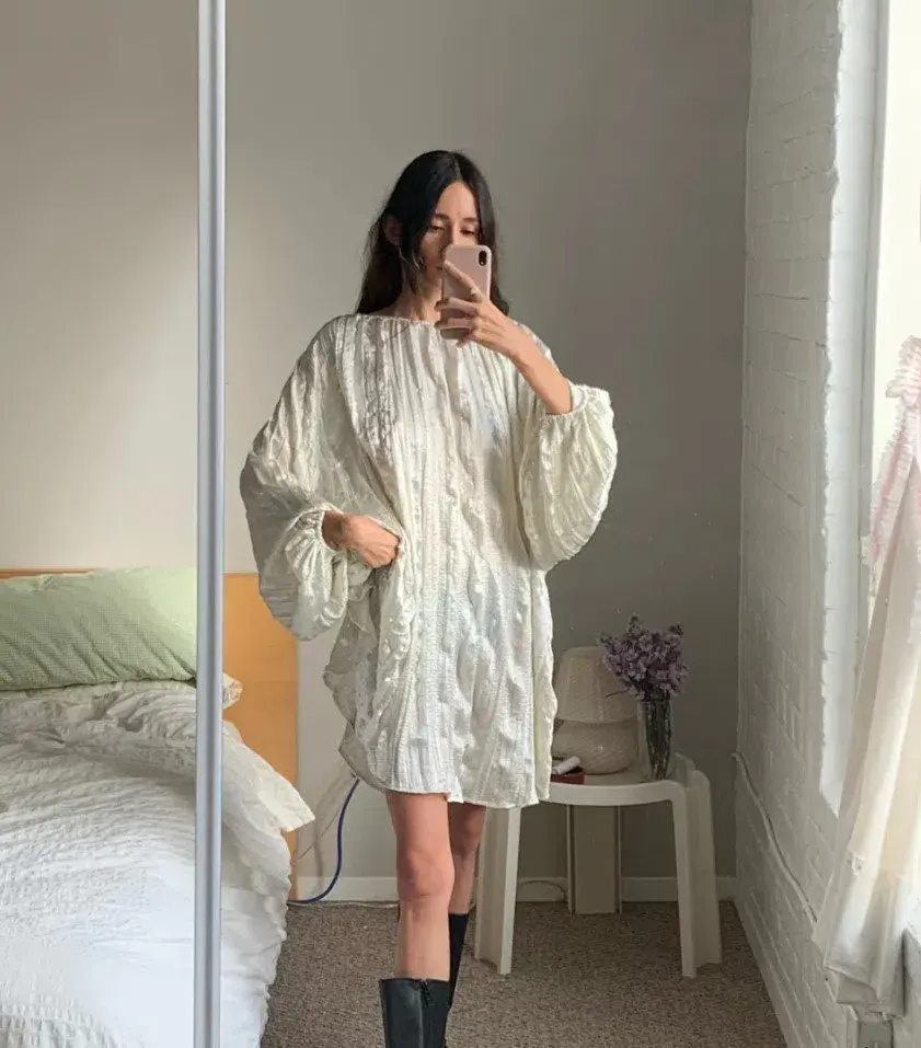 Local Woman Satin Crinkle Mini Dress One Size  - Image 1