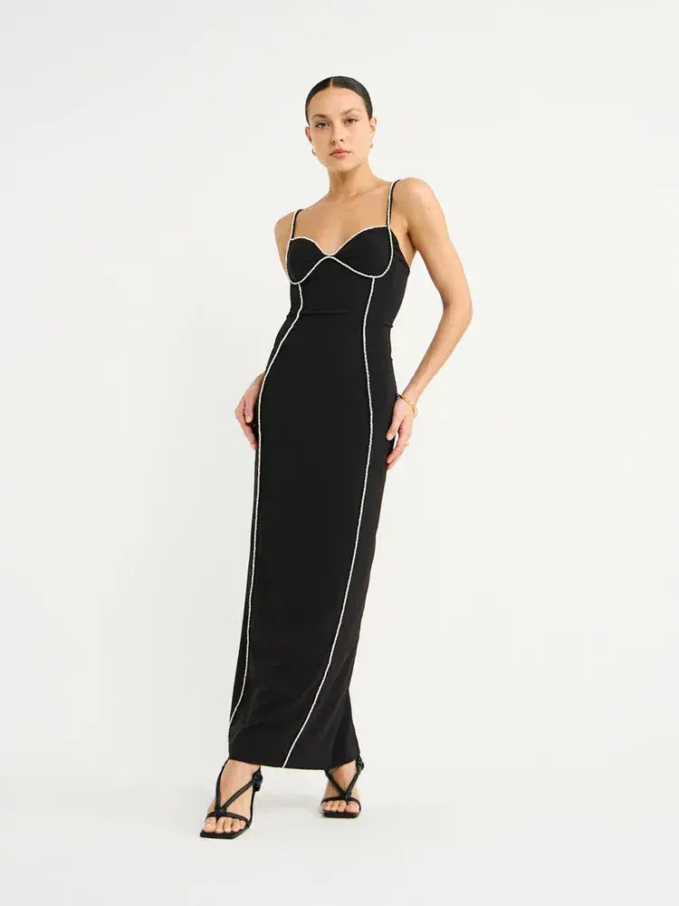 By Johnny Femmina Diamond Pipe Midi Dress Black Size 8 - Image 1