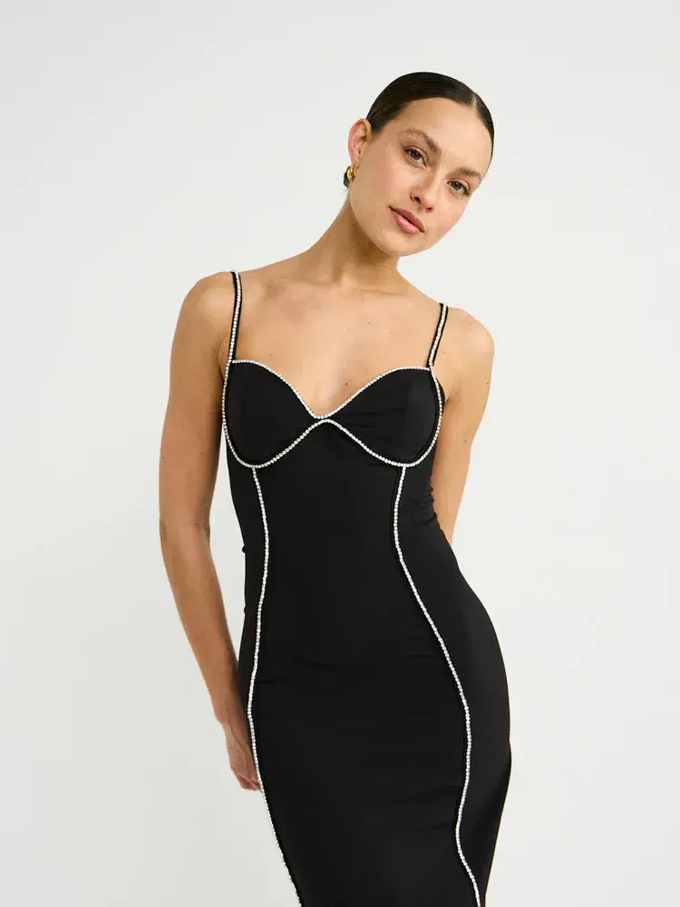By Johnny Femmina Diamond Pipe Midi Dress Black Size 8 - Image 3