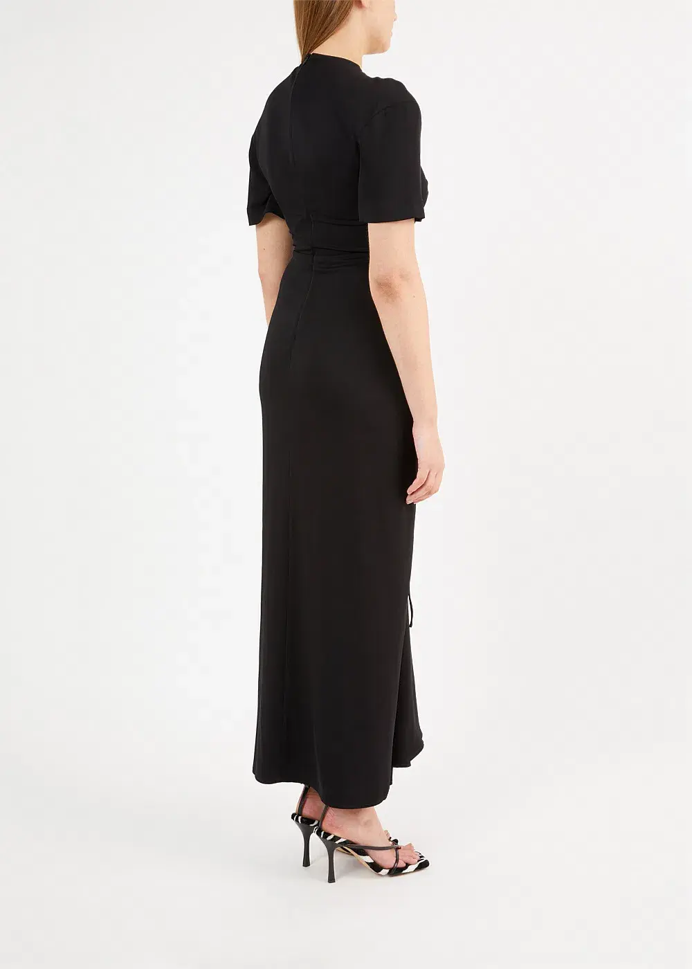  Christopher Esber Ruched Multi Panel Tee Dress Black Size 6 - Image 2