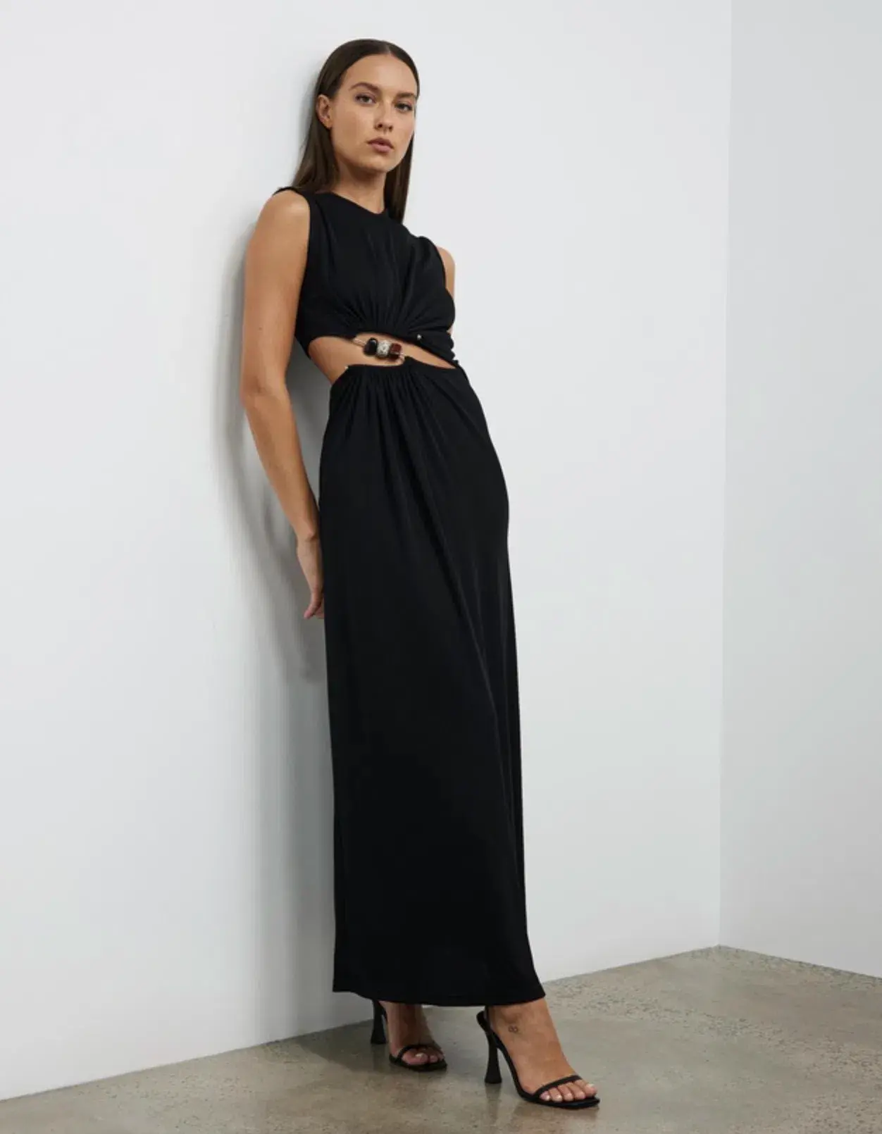 Christopher Esber Ruched Quartz Abacus Dress Black Size 8 - Image 4