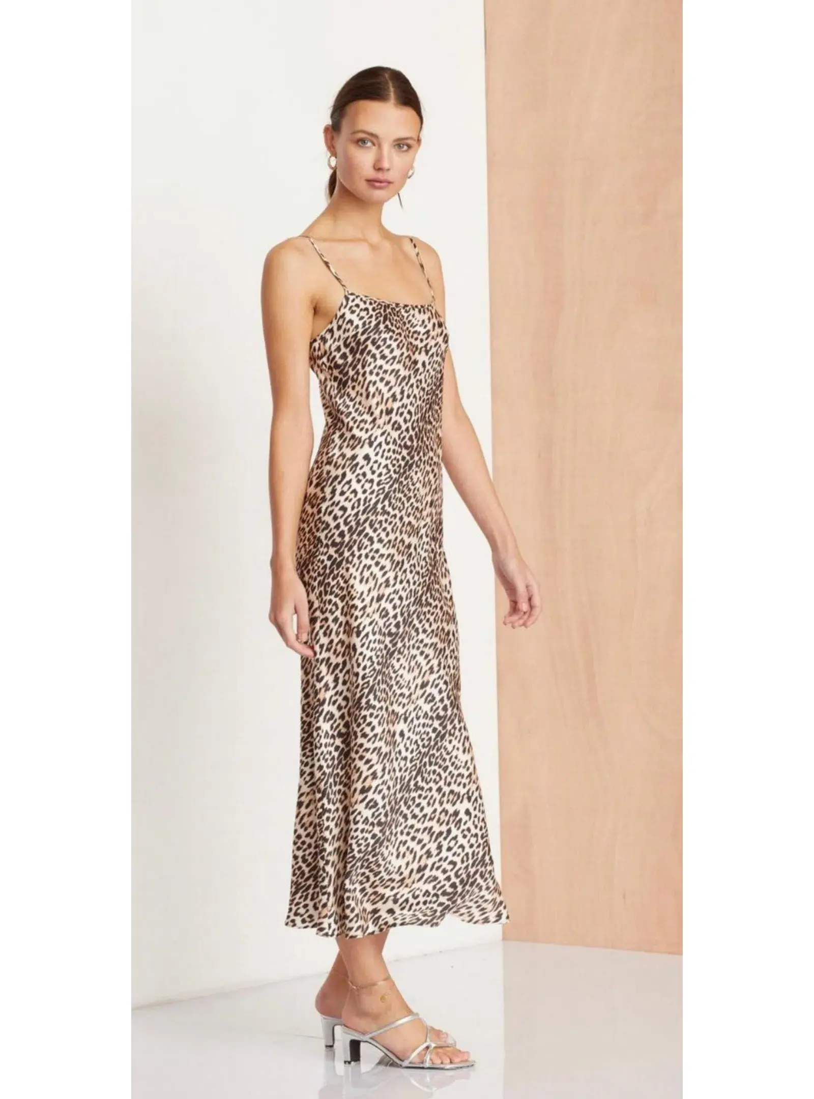 Bec & Bridge Feline Midi Dress Leopard Print Size AU 8 - Image 2