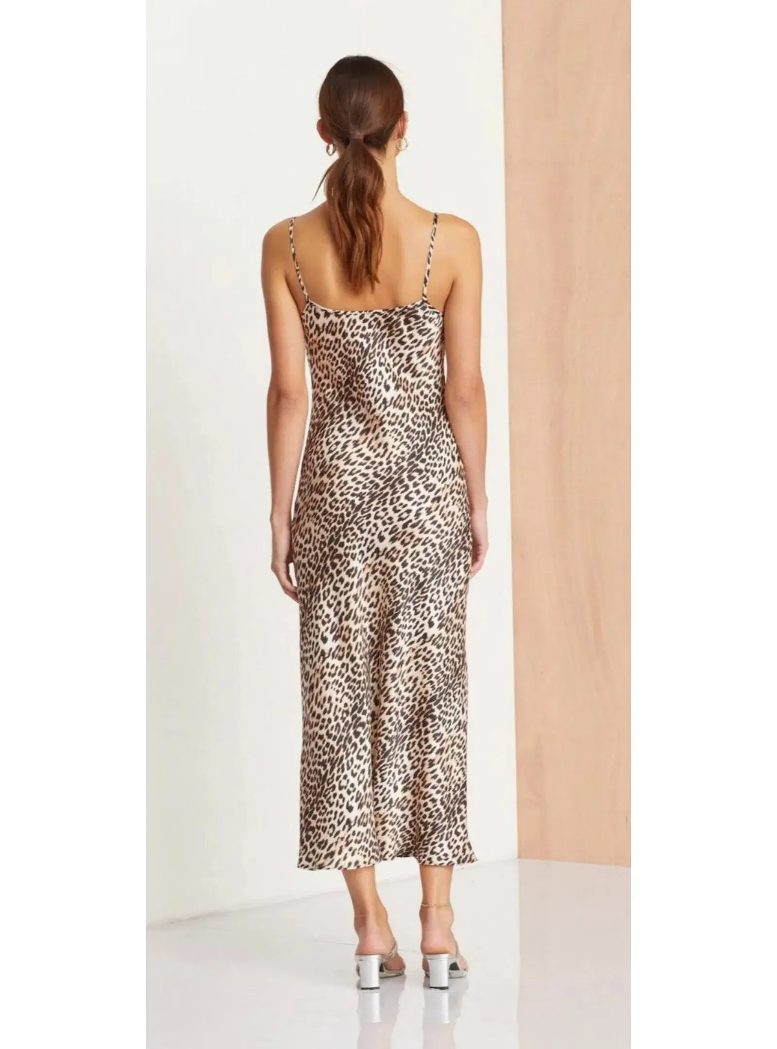 Bec & Bridge Feline Midi Dress Leopard Print Size AU 8 - Image 3