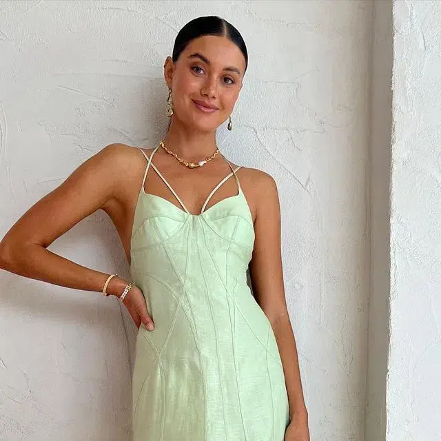 Leo Lin Gina Slip Midi Dress Mint Size 6 - Image 3