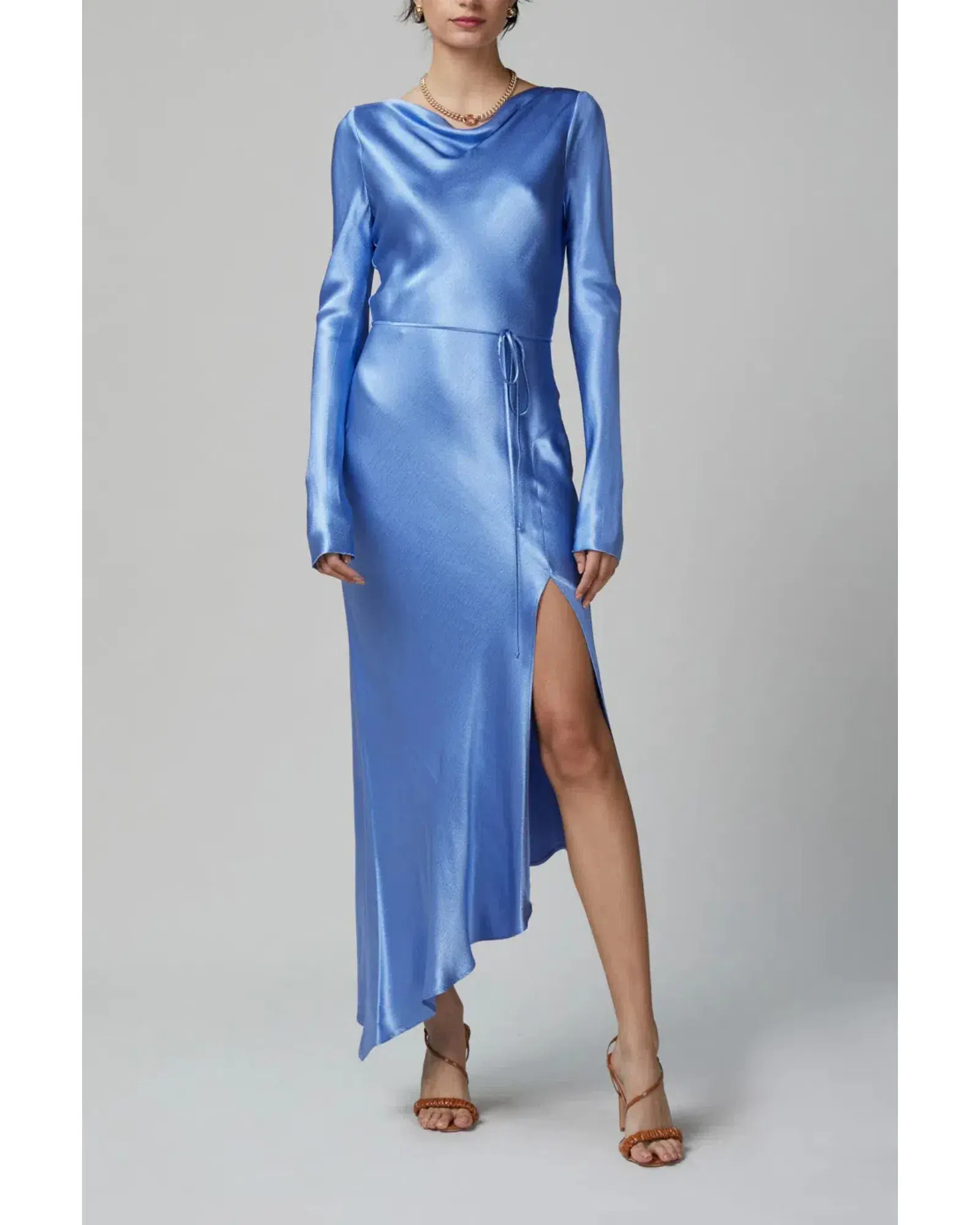 Bec & Bridge Delphine Long Sleeve Midi Dress in Cornflower Blue Size AU 6 - Image 1