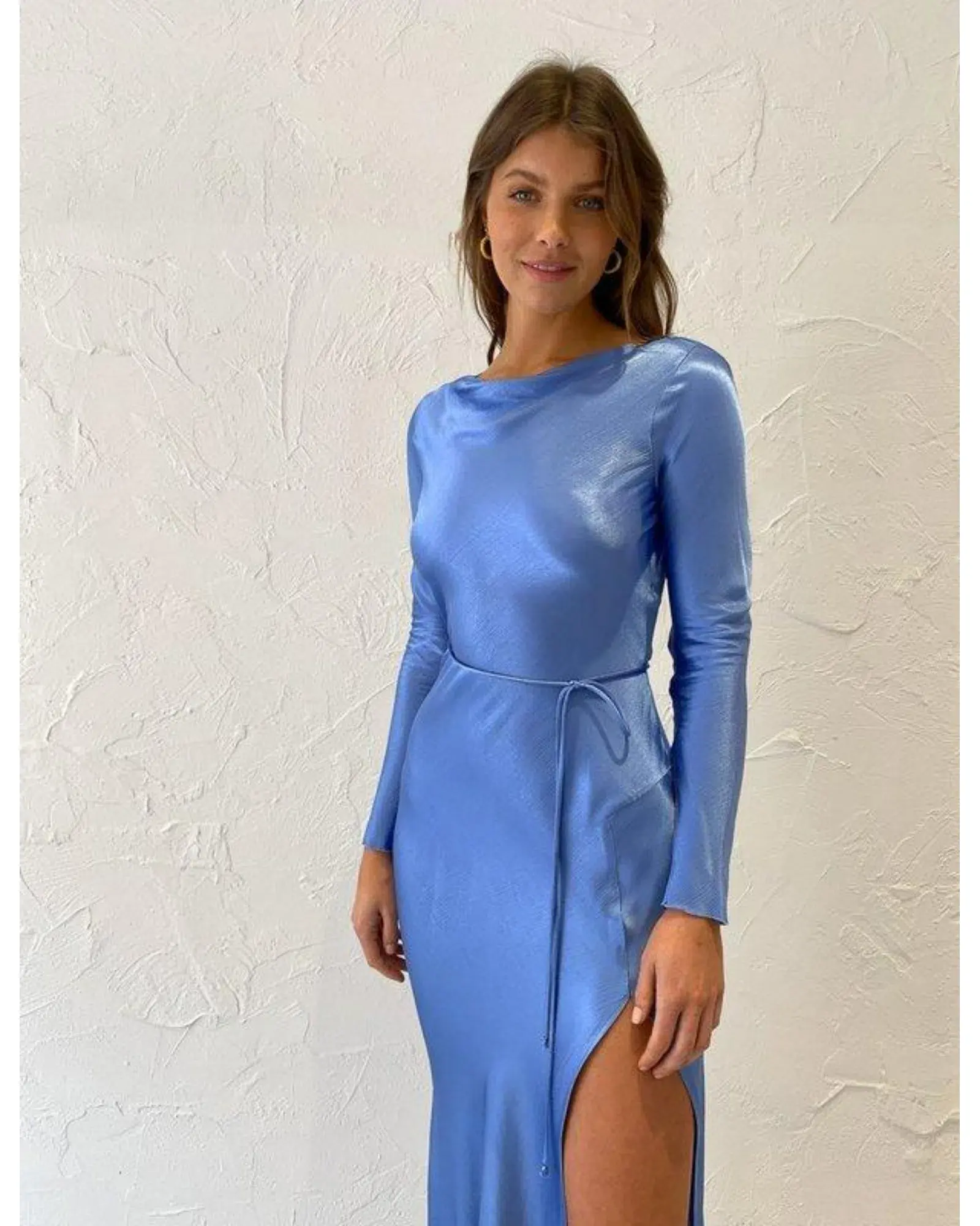 Bec & Bridge Delphine Long Sleeve Midi Dress in Cornflower Blue Size AU 6 - Image 5