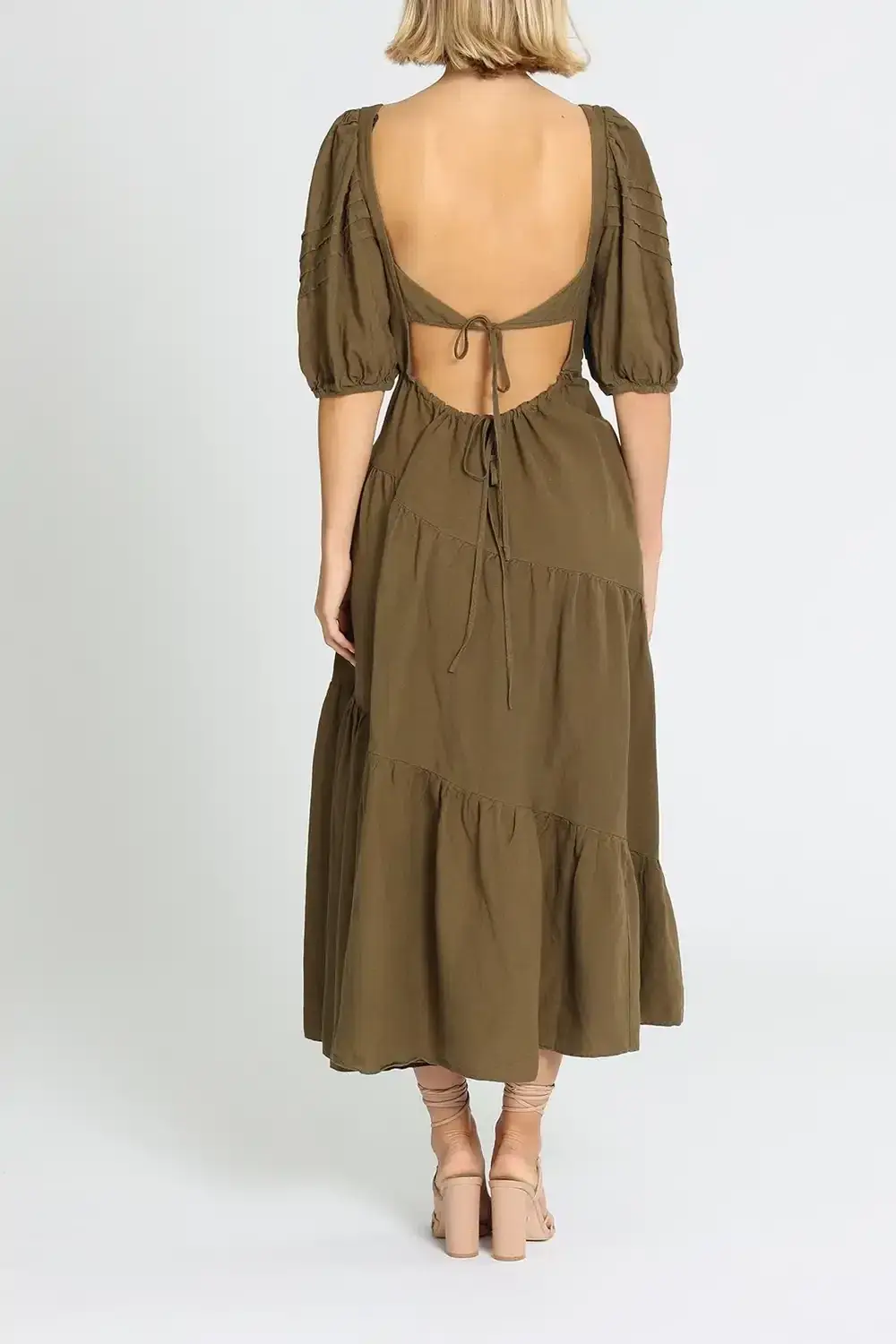 Shona Joy Juliana Midi Dress Khaki Size 12 - Image 3
