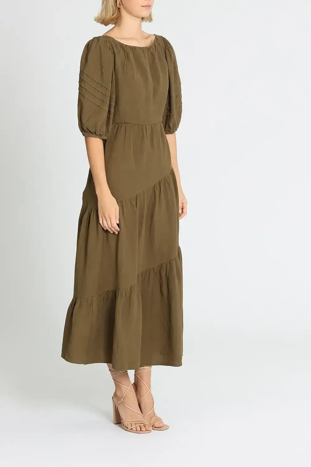 Shona Joy Juliana Midi Dress Khaki Size 12 - Image 2