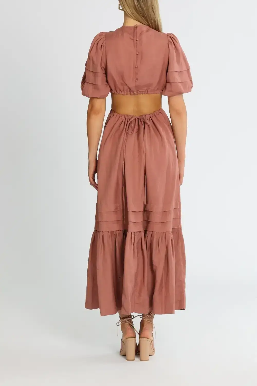 Shona Joy Vega Cut Out Open Back Midi Dress Rose Pink Size 12 - Image 3