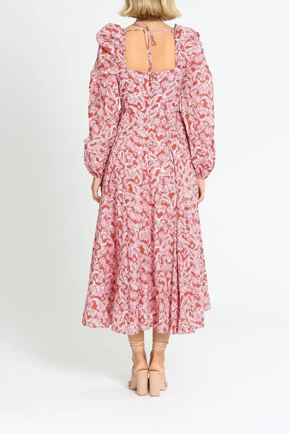 Steele Esme Dress Chestnut Paisley Pink Print Red Size 8 - Image 3
