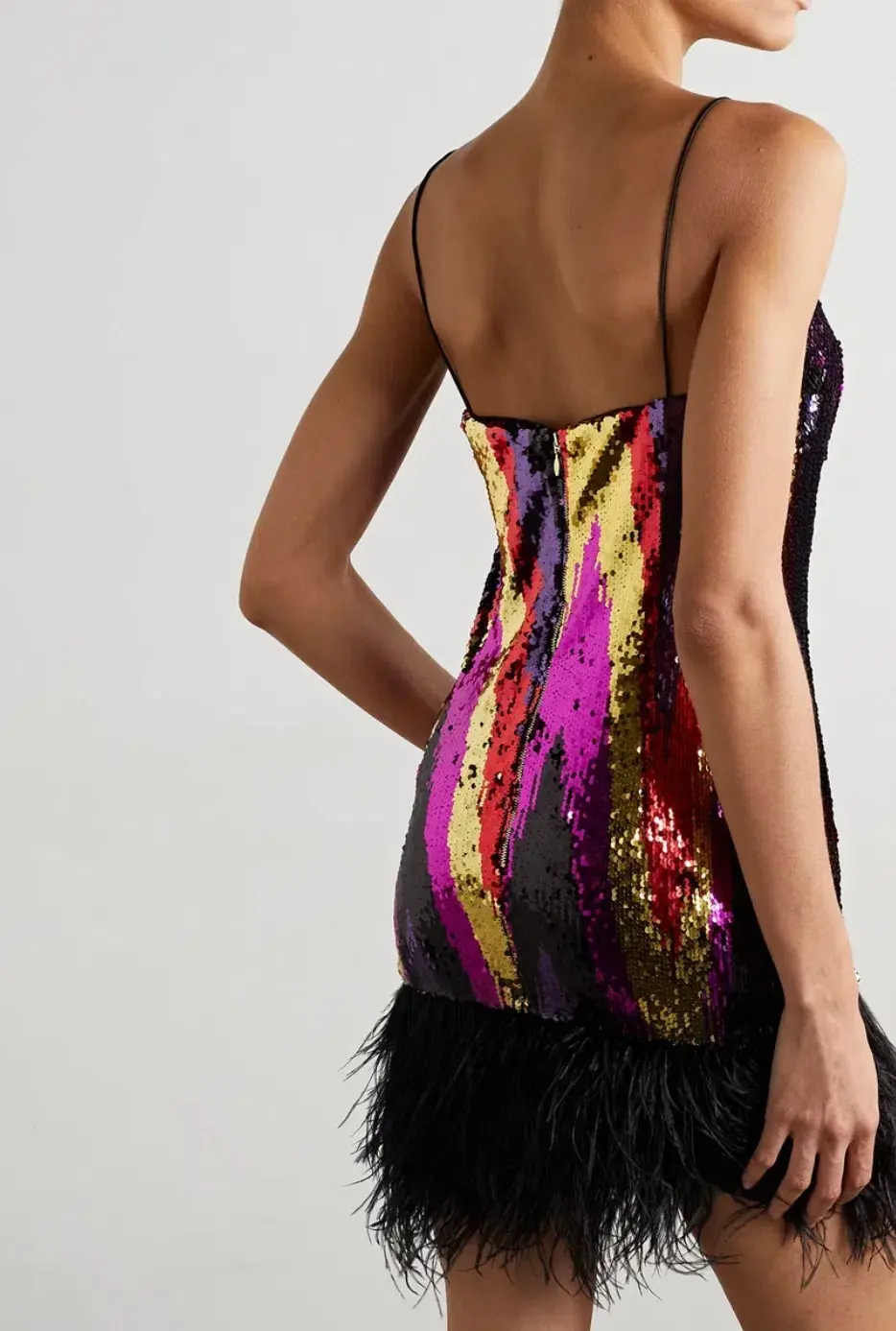 Rebecca Vallance Kaia Feather-Trimmed Sequin Tulle Mini Dress Multi Size 10 - Image 2