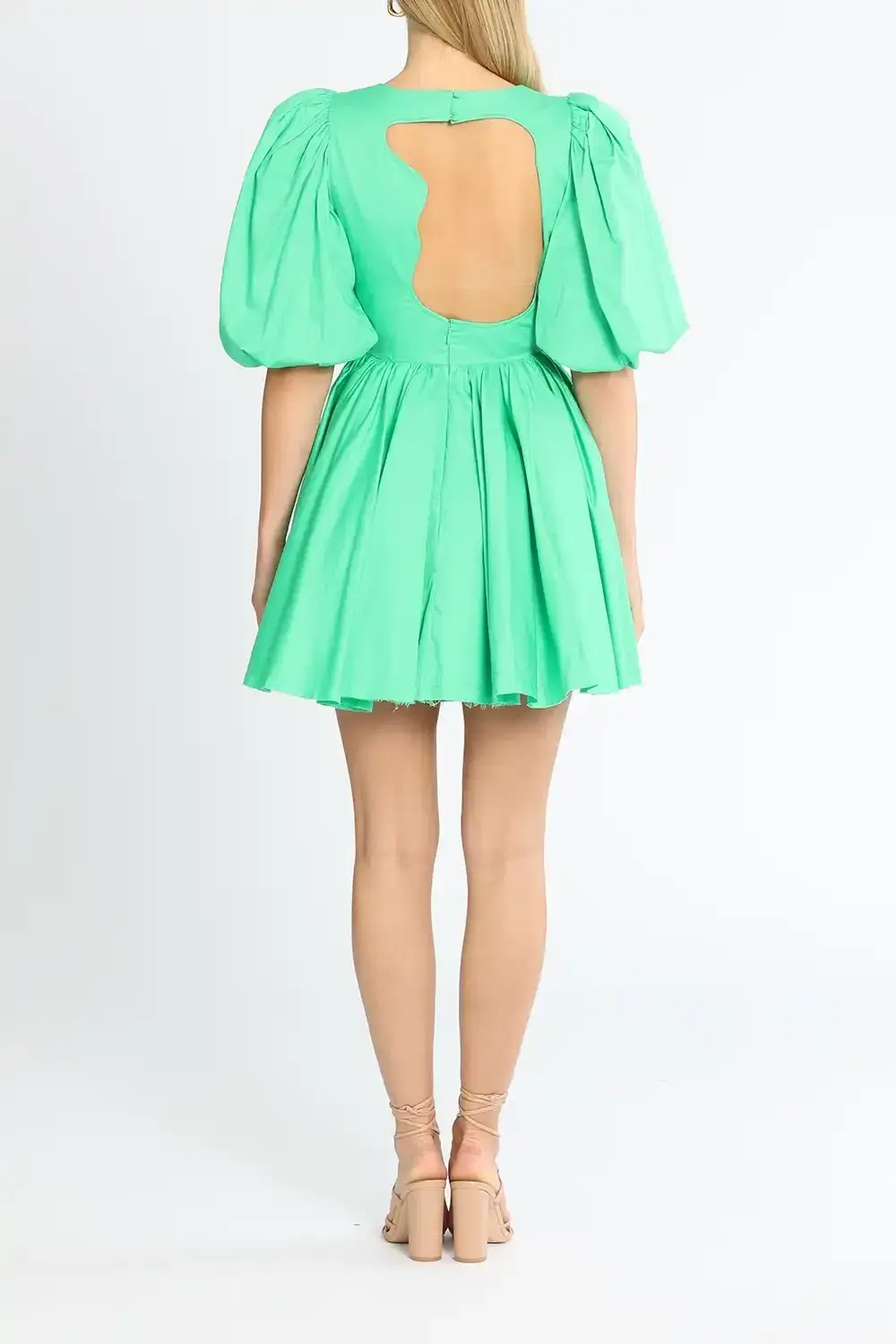 AJE Colette Cut Out Mini Dress Green  Size 14 for rent on The Volte - main image