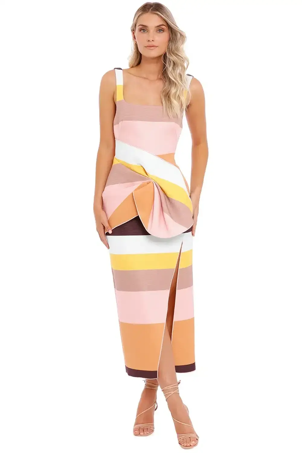 Acler Harper Dress Rainbow Stripe Multi Size 8 for rent on The Volte - main image