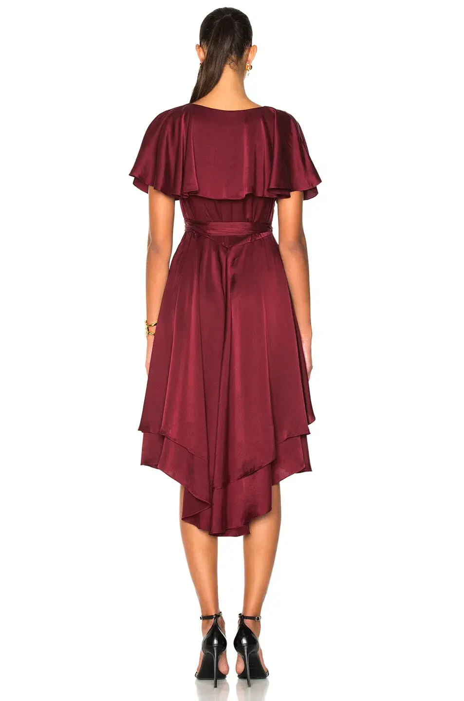 Zimmermann Wrap High Low Midi Dress Burgundy Size 8 for rent on The Volte - main image