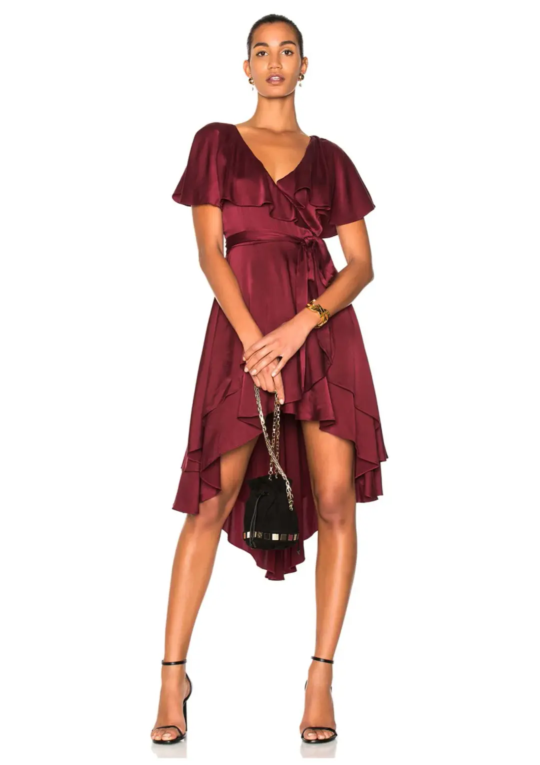 Zimmermann Wrap High Low Midi Dress Burgundy Size 8 for rent on The Volte - main image