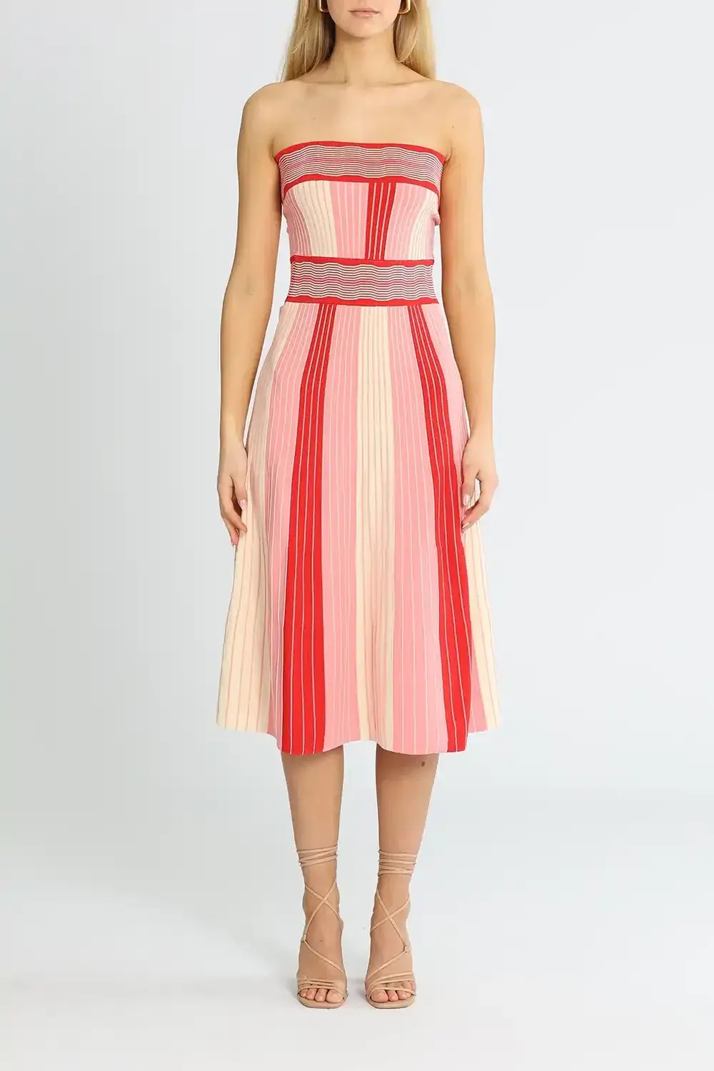 By Johnny Pipe Stripe Knit Dress Multi Pink Size 14 for rent on The Volte - main image