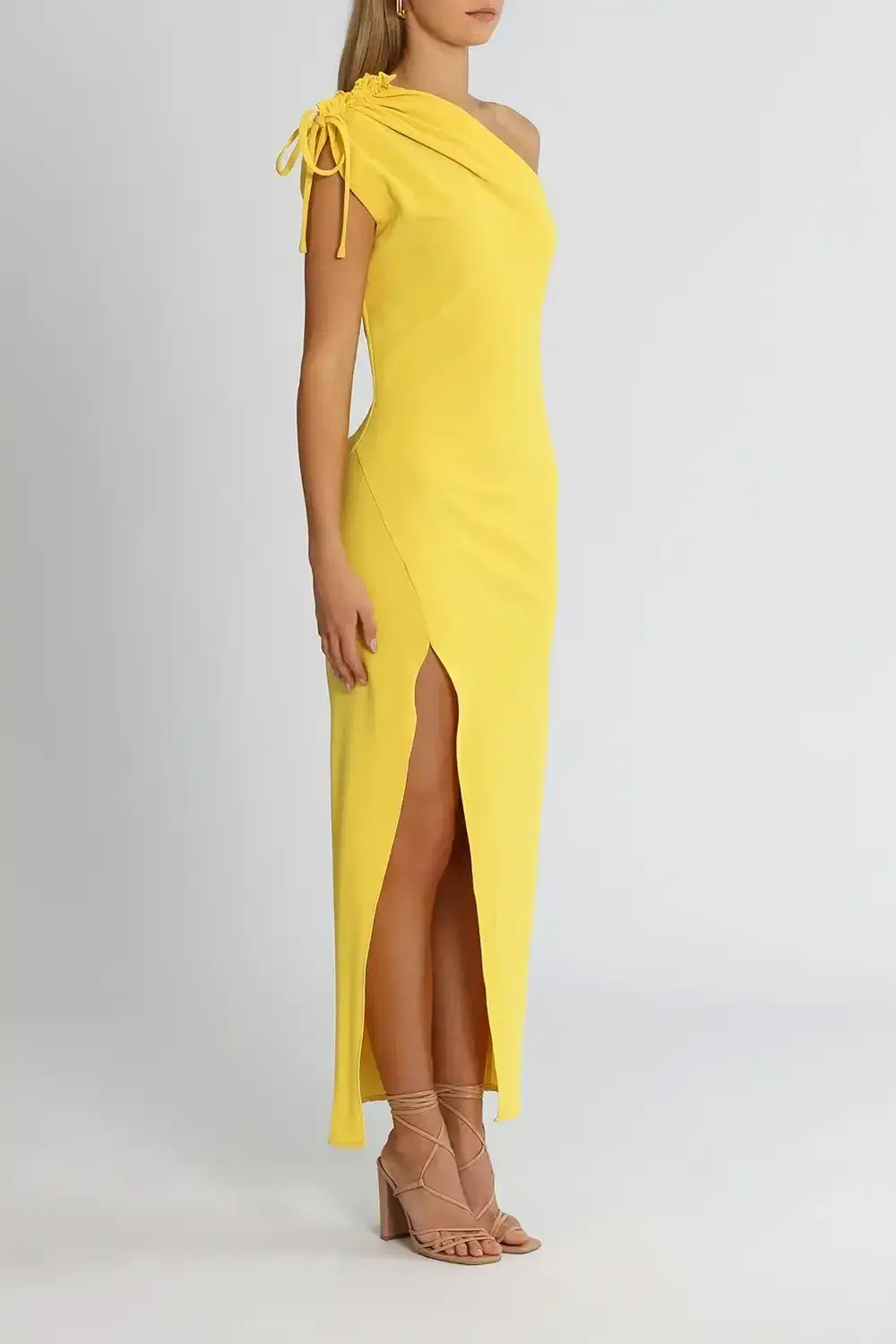 By Johnny Jasmine One Shoulder Dress Yellow Size 14 for rent on The Volte - main image