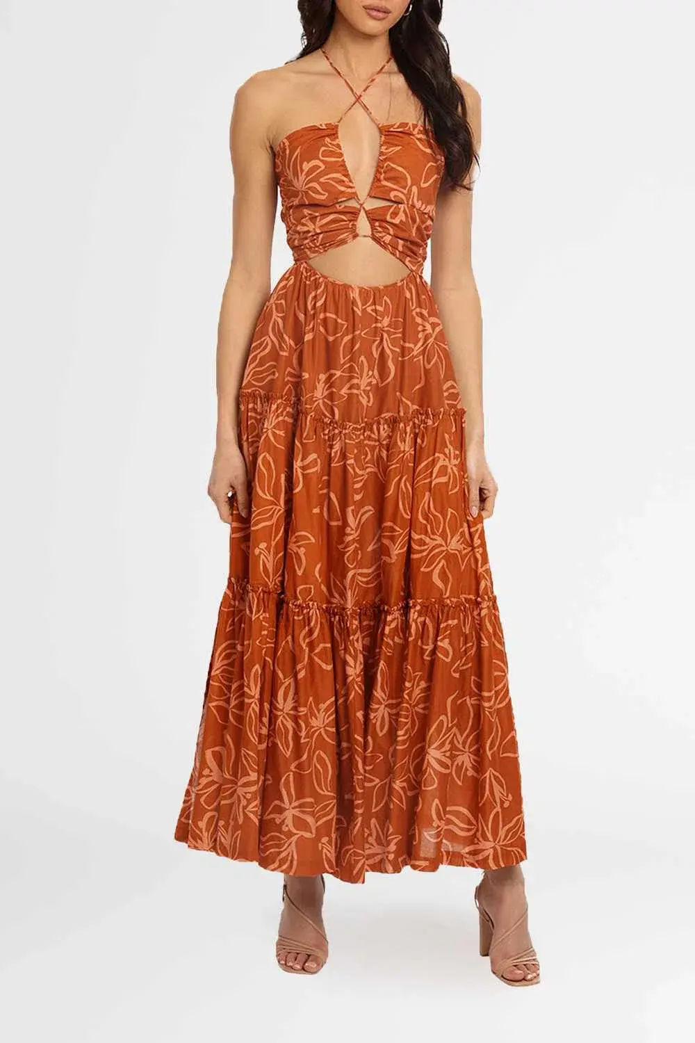 Bec & Bridge Aurora Maxi Dress Brown Print Size 8 - Image 1