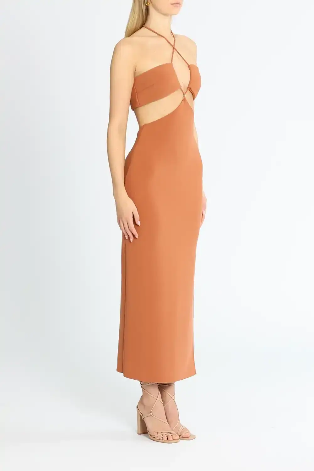 Bec & Bridge Cut Out Midi Dress Orange Size 10 - Image 2