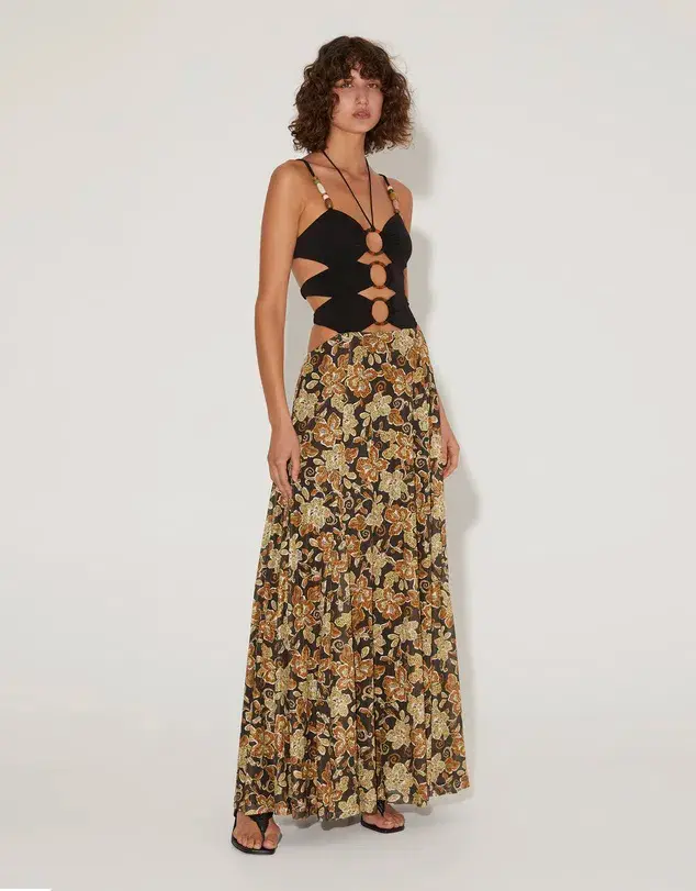 Hansen and Gretel Weaver Cut Out Floral Beaded Dress in Floral Size Small / AU 8 - Image 1