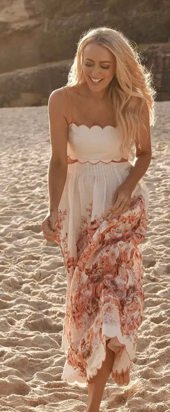 Zimmermann Devi Scallop Midi Dress Floral Size 1 / AU 10 - Image 5