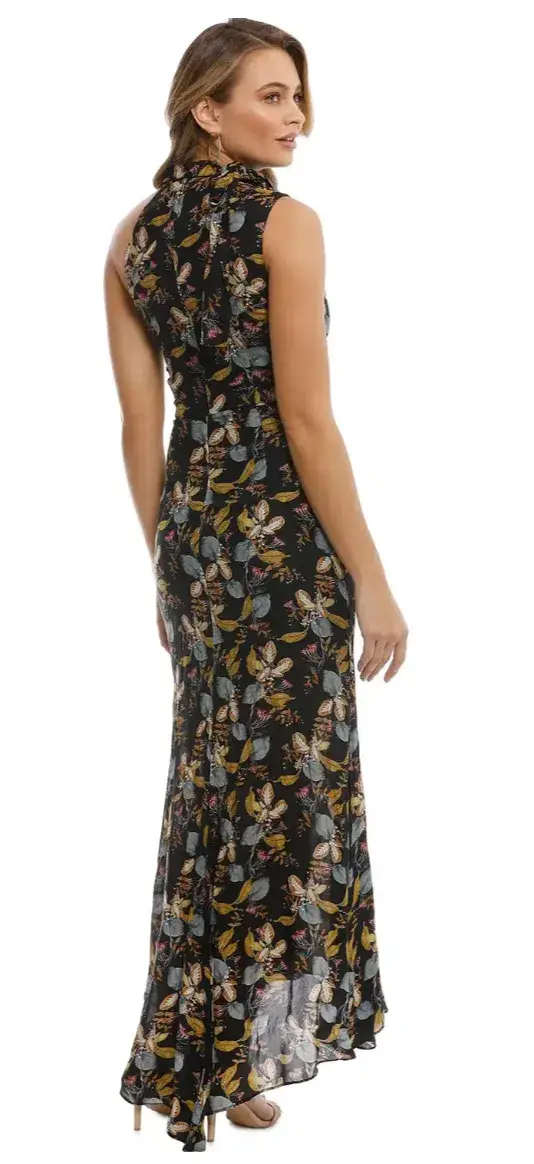 Nicholas Ava Tie Neck Maxi Dress Floral Size 10 - Image 3