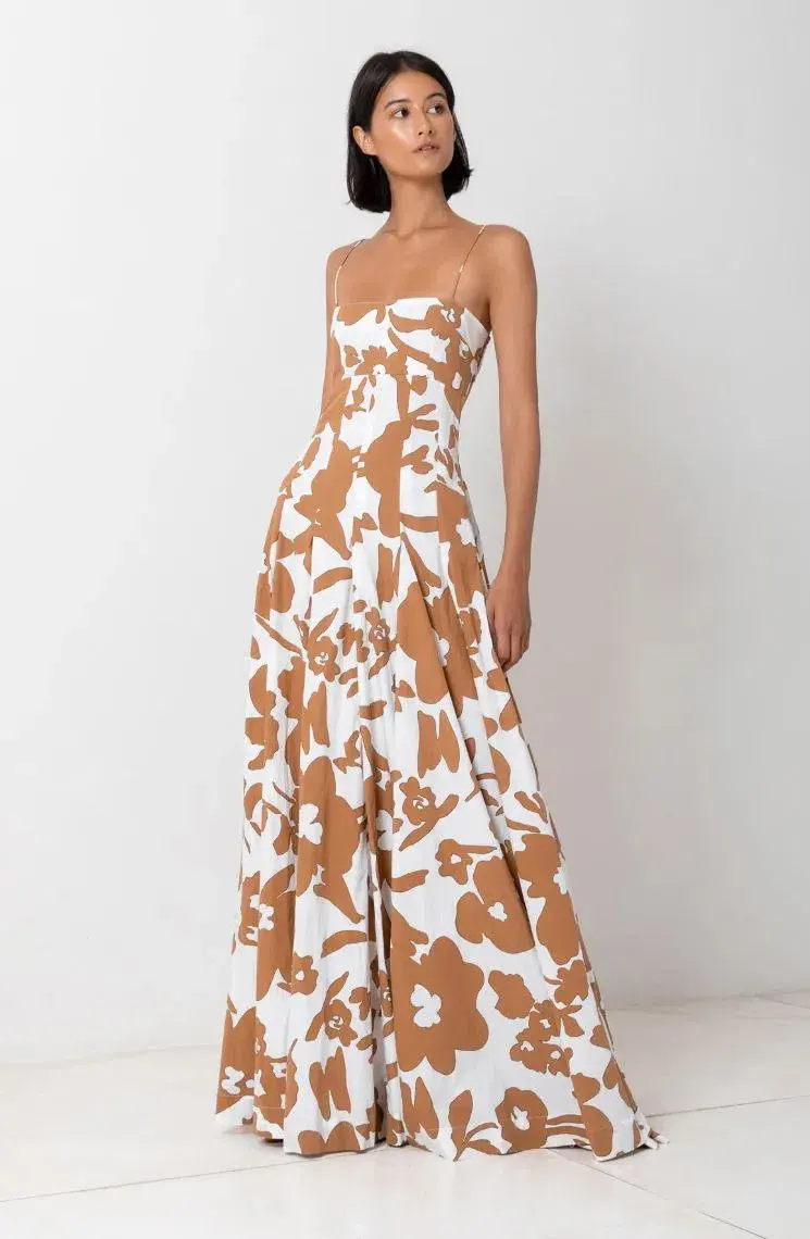SWF Bandeau Spaghetti Strap Maxi Dress in Dusty Dahlia Print Size S (AU 8) - Image 1