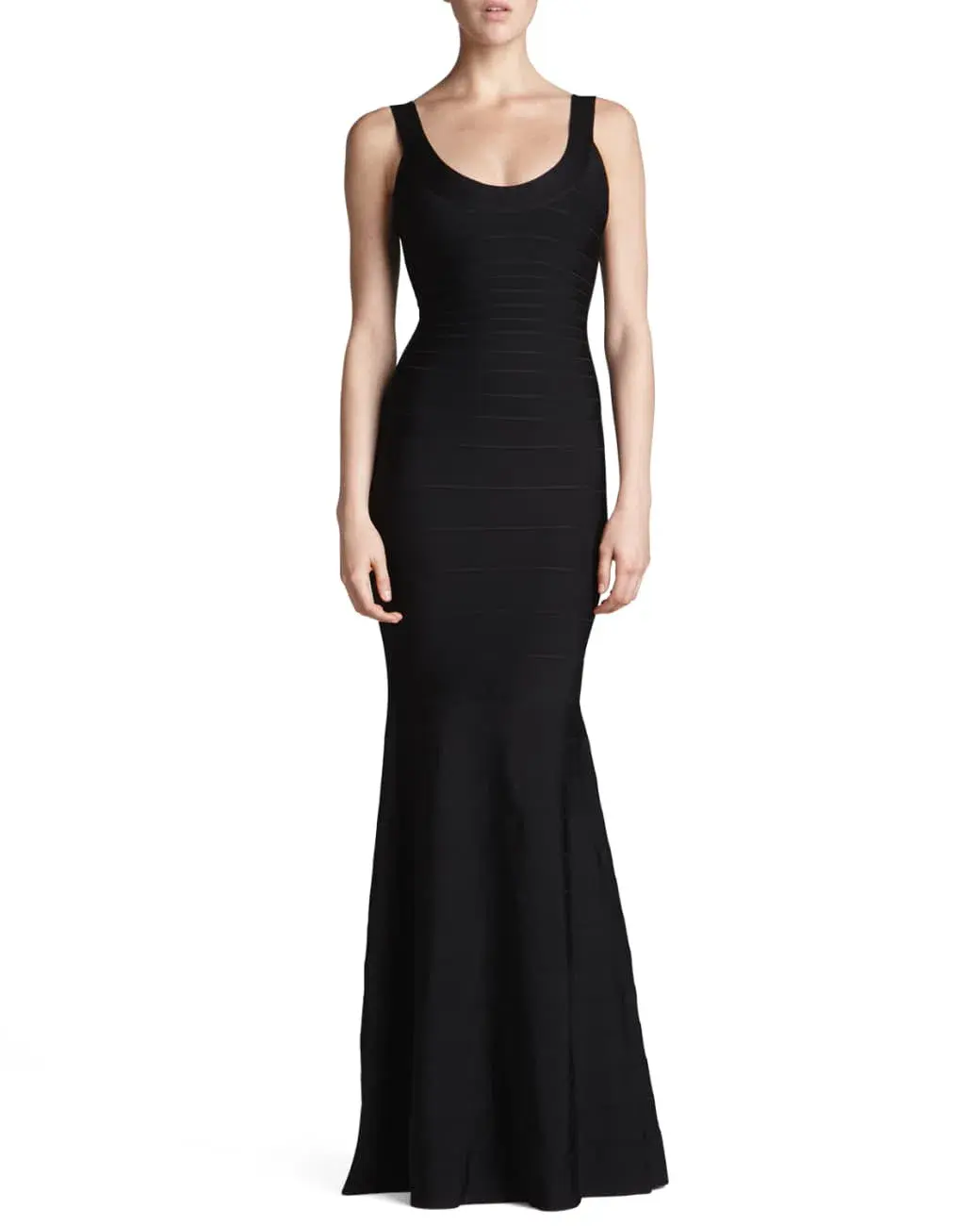 Herve Leger Bandage Round Neck Gown Black Size S / AU 8 - Image 1