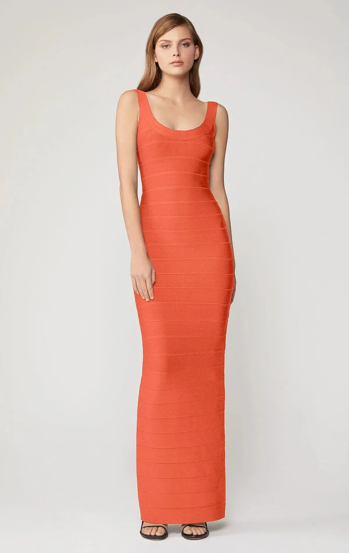 Herve Leger Round Neck Gown Coral Size XS / AU 6 - Image 3