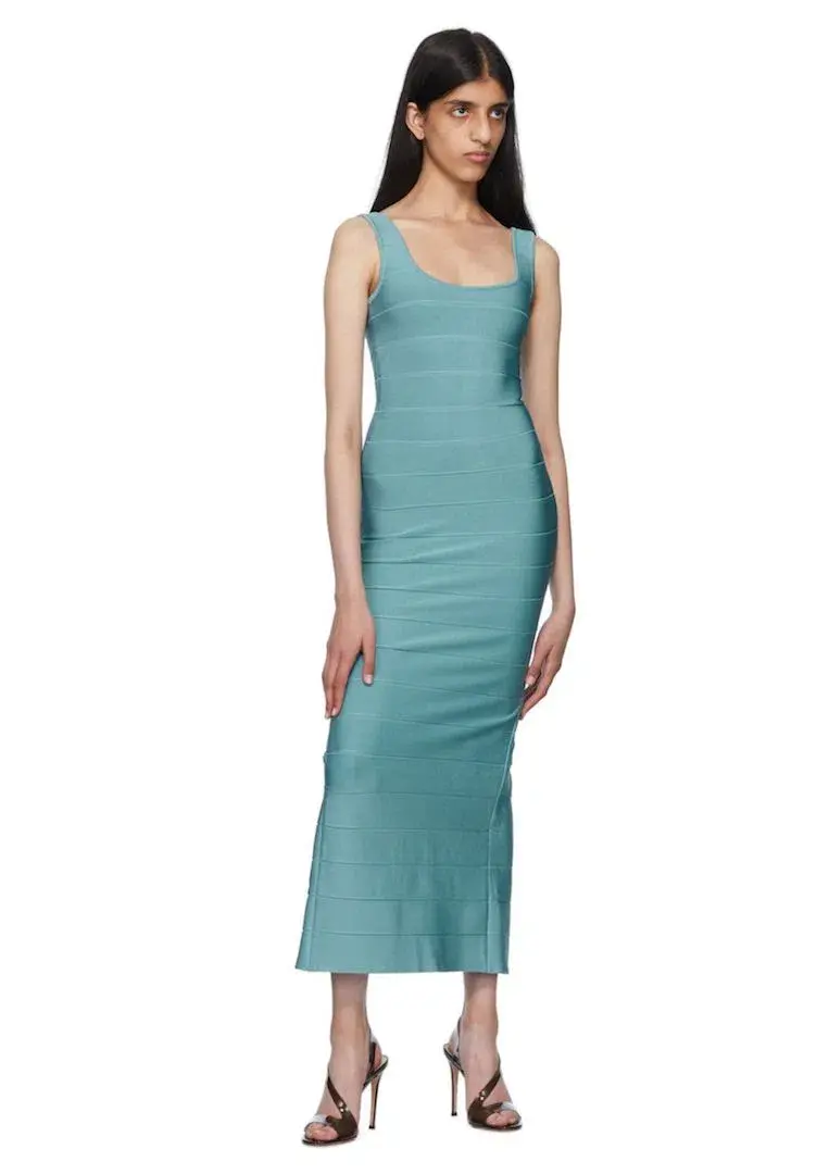 Herve Leger Bandage Midi Dress Blue Size S / AU 8 - Image 1