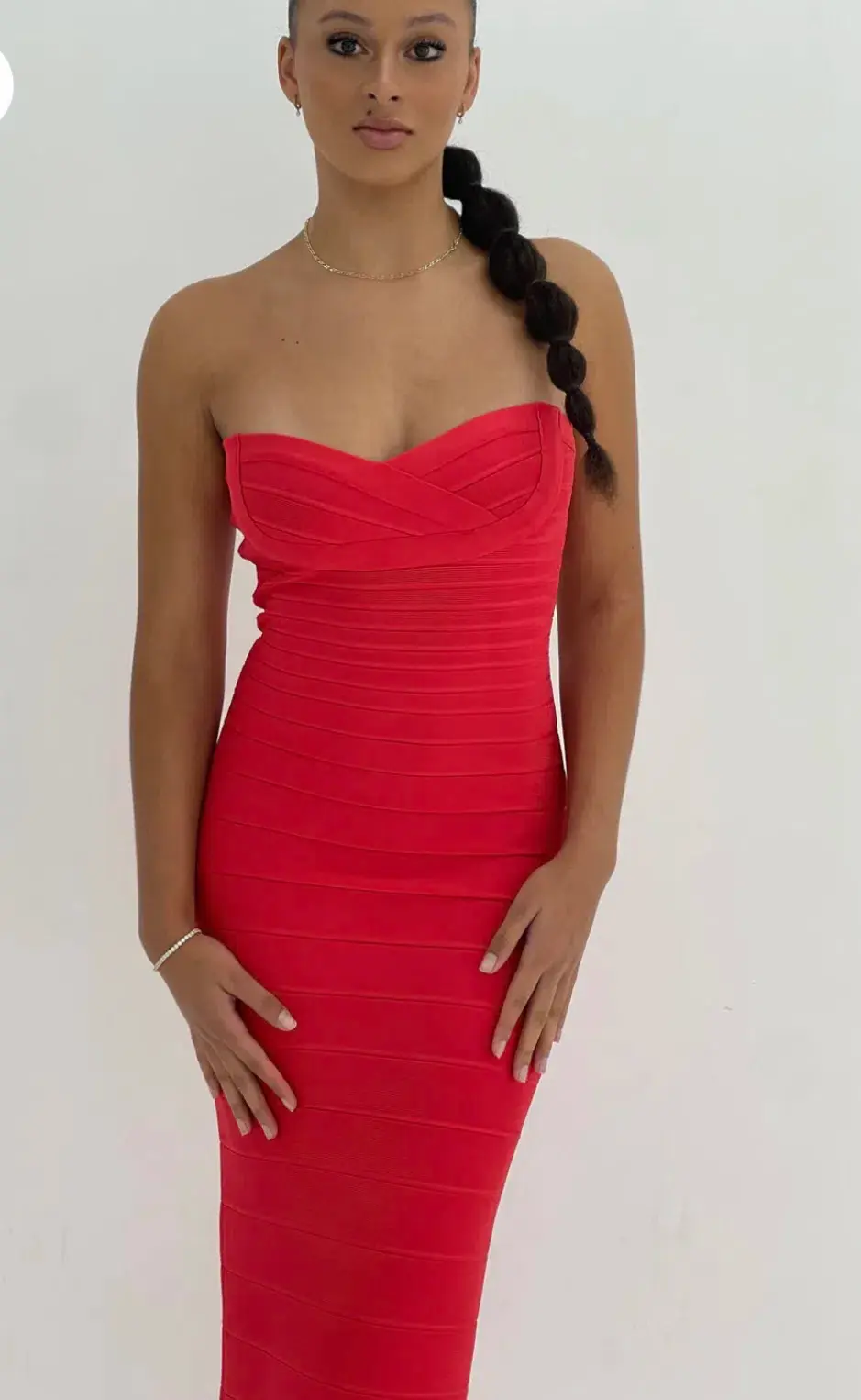 Herve Leger Strapless Gown Red Size S / AU 8 for rent on The Volte - main image