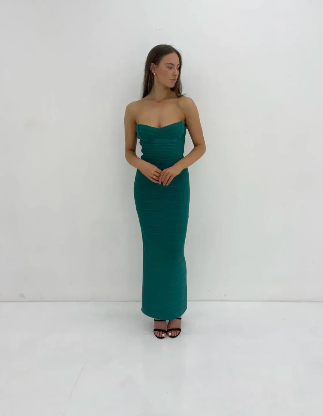 Herve Leger Strapless Gown Jade Size S / AU 8 - Image 4