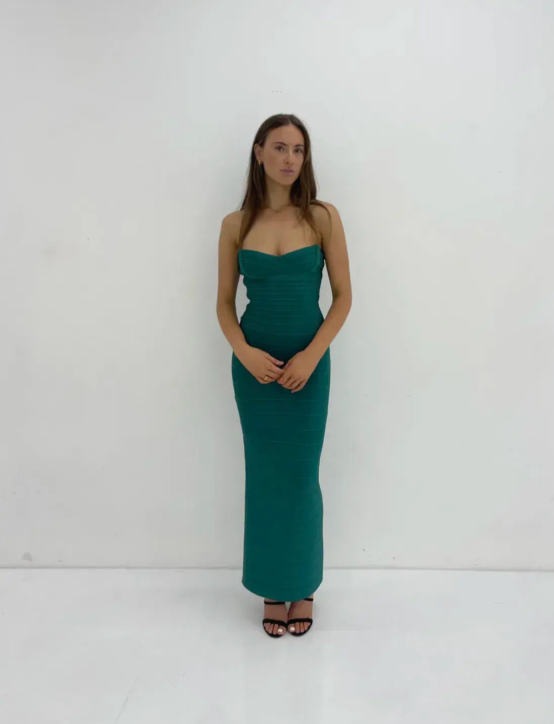 Herve Leger Strapless Gown Jade Size S / AU 8 - Image 1