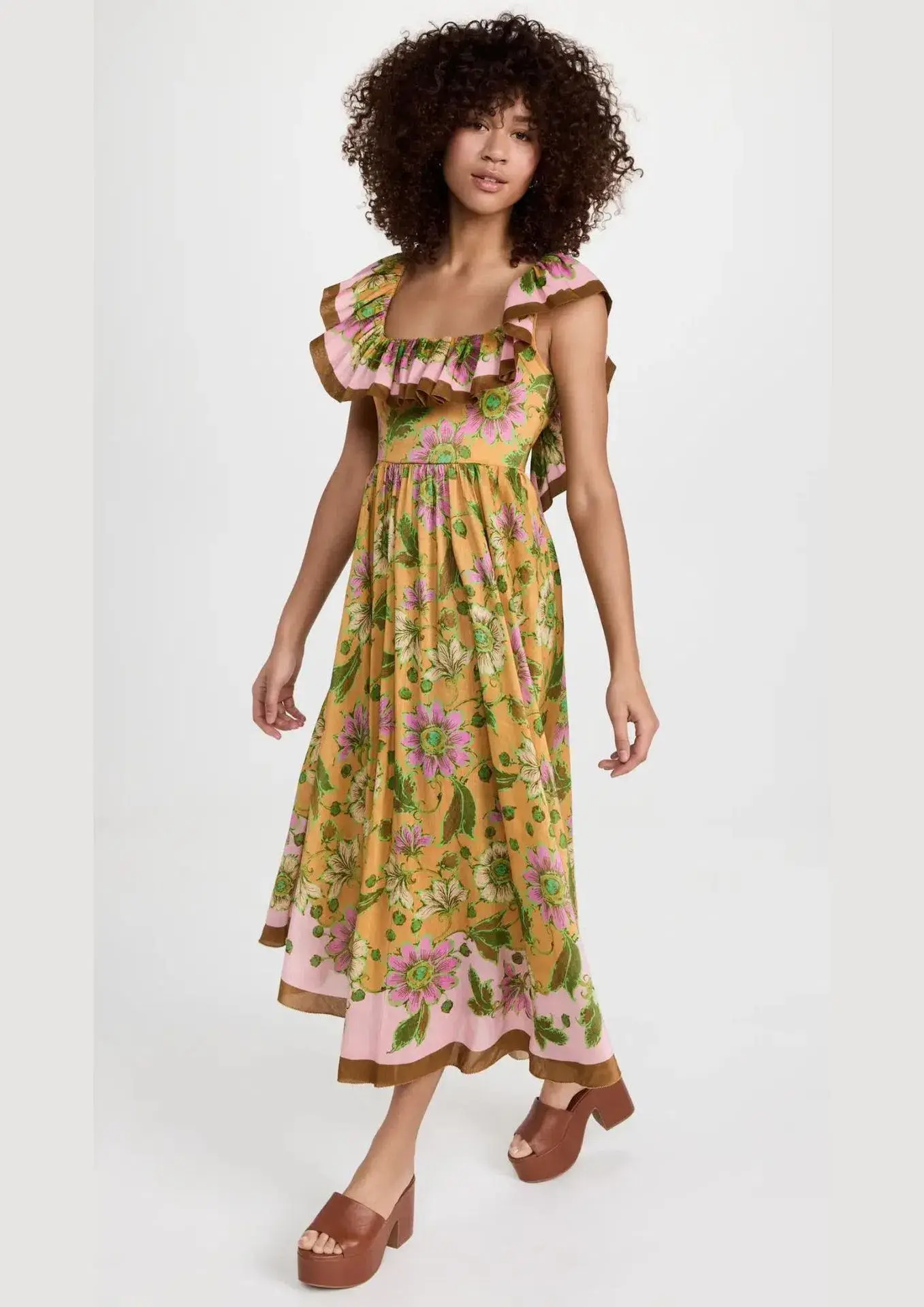 Alemais Winnie Ruffle Midi Dress Floral Size 10 - Image 1
