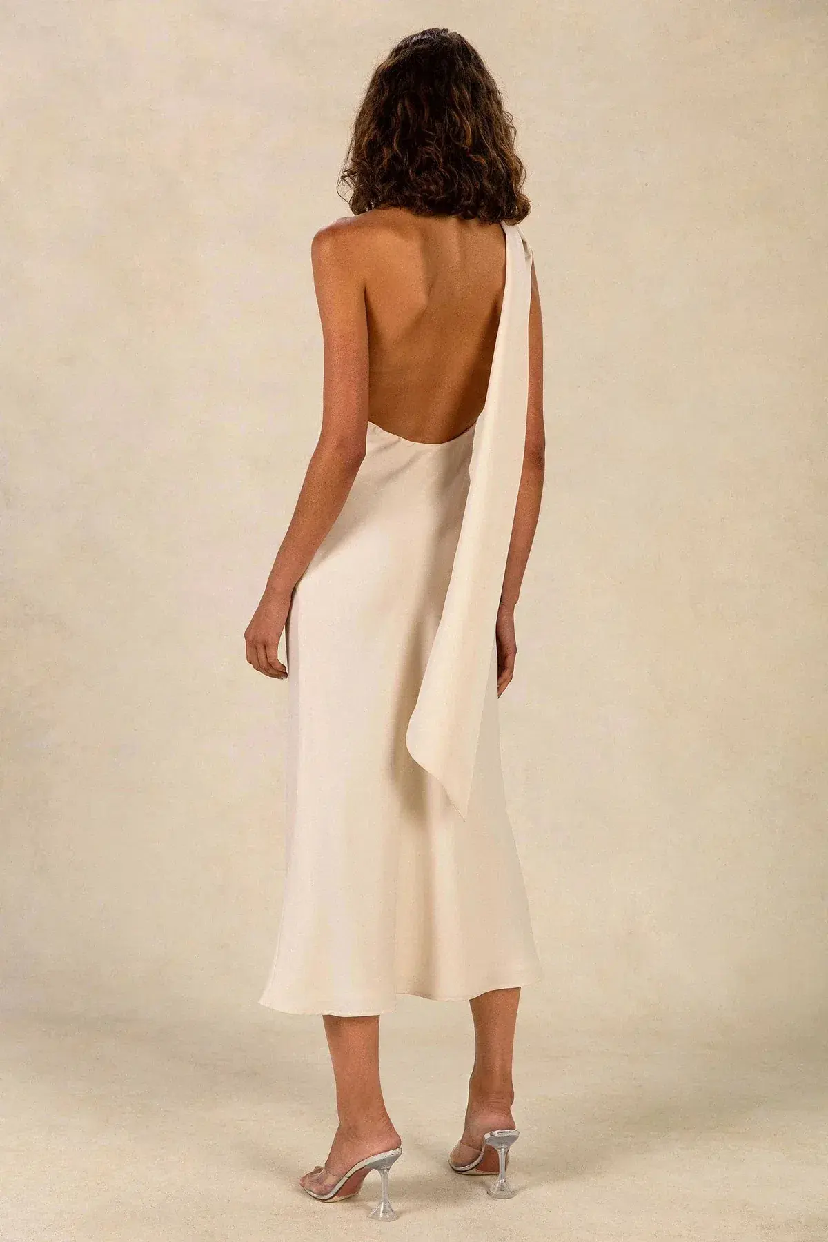 Misha Vivica Satin Midi Dress Ivory Size 10/M - Image 2